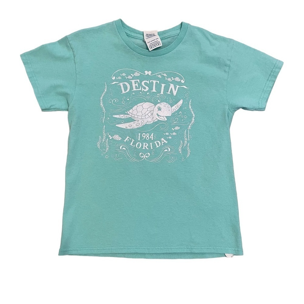 Destin Florida 1984 Sea Turtle with White Iridescent Glitter Accents Size M Girl